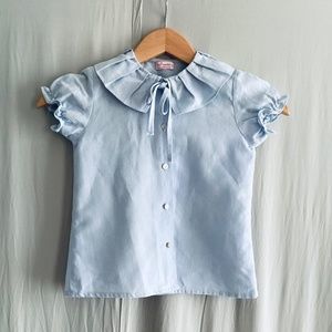 La Coqueta blue linen/cotton blouse, 7Y
